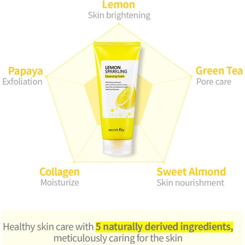 Secret Key Lemon Sparkling Cleansing Foam, 7.05 oz (200 g)
