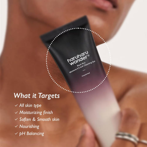 haruharu wonder Black Rice Moisture 5.5 Soft Cleansing Gel – Gentle Face Wash for Dry to Normal Skin, Low 5.5pH, Soap Free, Hydrating