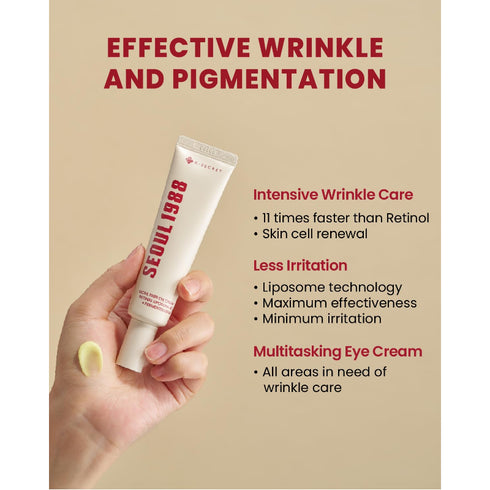 SEOUL 1988 Eye Cream : Retinal Liposome 4% + Fermented Bean, wrinkle care, anti-aging, skin elasticity, pigmentation, brightening