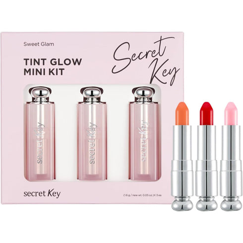 Secret Key Sweet Glam Tint Glow Lip Tint Trio – Long-Lasting Hydrating Lip Color Set in 3 Vibrant Shades