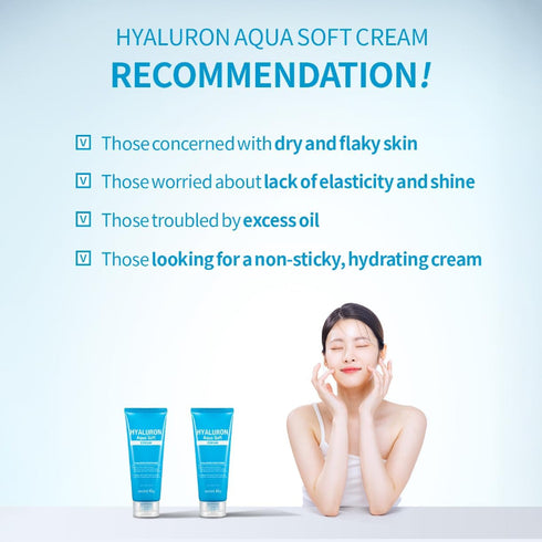 Secret Key Hyaluron Aqua Soft Cream Lightweight Moisturizer with Hyaluronic Acid for Intense Hydration & Smooth, Plump Skin