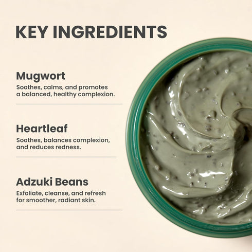 AXIS - Y Mugwort Pore Clarifying Wash Off Mask – Deep Cleansing Clay Mask with Mugwort for Sensitive & Acne-Prone Skin