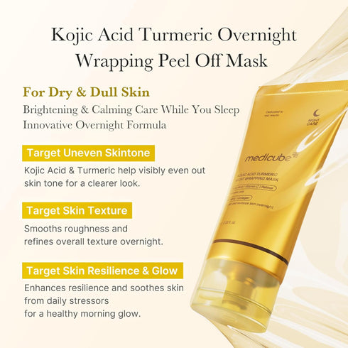 Kojic Acid Turmeric Overnight Wrapping Peel Off Mask – Brightens & Defends Against Skin Stress for a Clear, Glowing Complexion