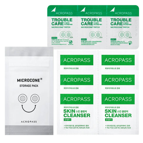 Acropass Trouble Care Microneedle Acne Patches - 6 Pack (6 Patches + 6 Prep Wipes)