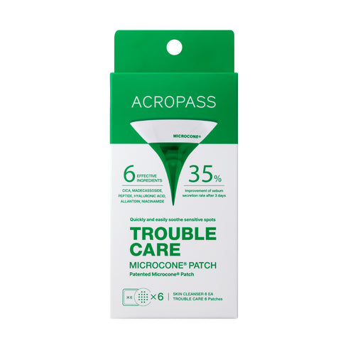 Acropass Trouble Care Microneedle Acne Patches - 6 Pack (6 Patches + 6 Prep Wipes)