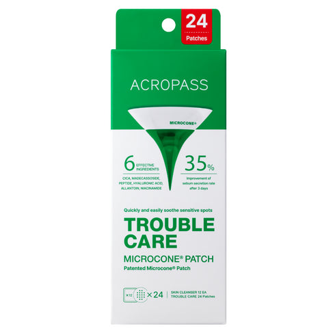 Acropass Trouble Care Microneedle Acne Patches - Jumbo 24 Pack (24 Patches + 12 Prep Wipes)