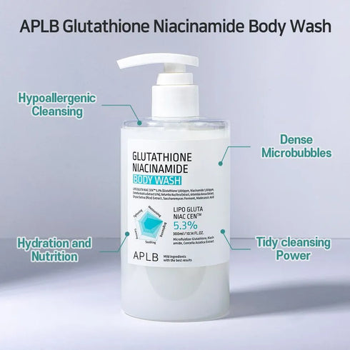 APLB Glutathione & Niacinamide Brightening Body Wash – Hydrating, Hypoallergenic Cleanser