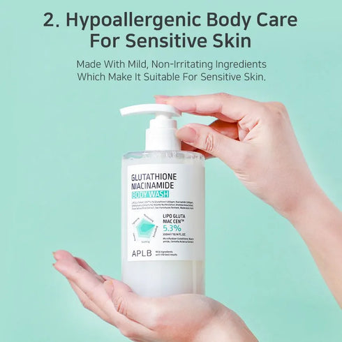 APLB Glutathione & Niacinamide Brightening Body Wash – Hydrating, Hypoallergenic Cleanser