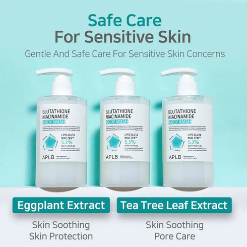 APLB Glutathione & Niacinamide Brightening Body Wash – Hydrating, Hypoallergenic Cleanser
