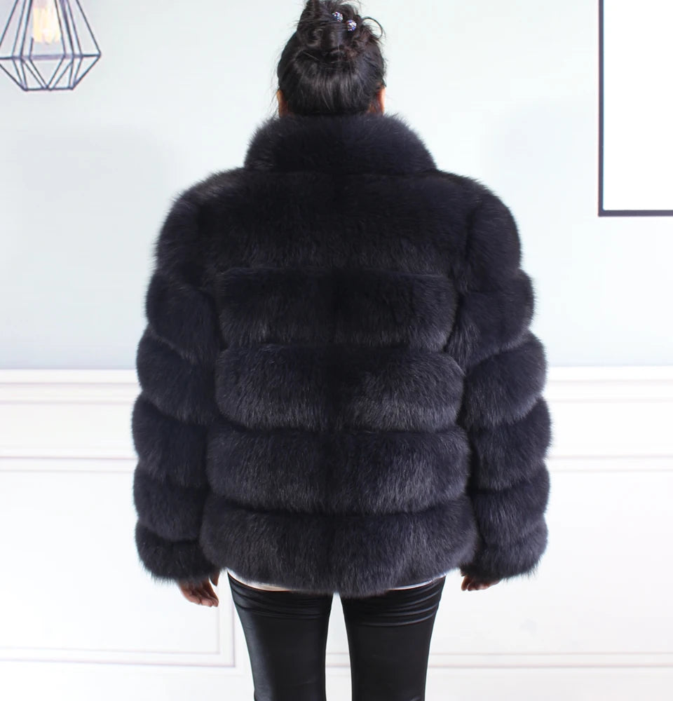 Winter women's Jacket Real Fox fur coat Stand Collar high street Coat real Fox Fur jackets women's coats in promotion WGLUVF FUR