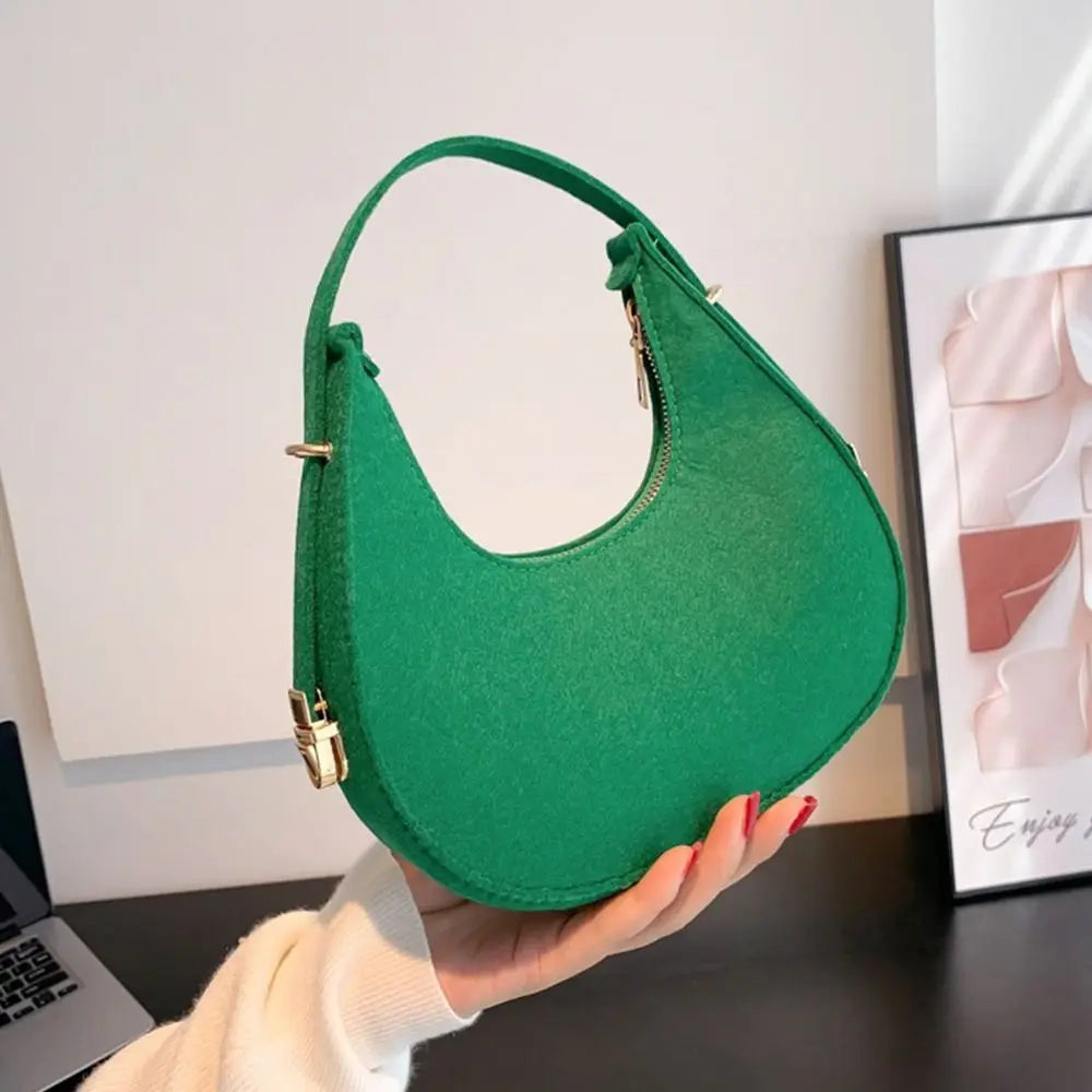 Women's Crocodile Grain Underarm Bags Felt Fashion Shoulder Bag Cute Simple Handbags Female Purses