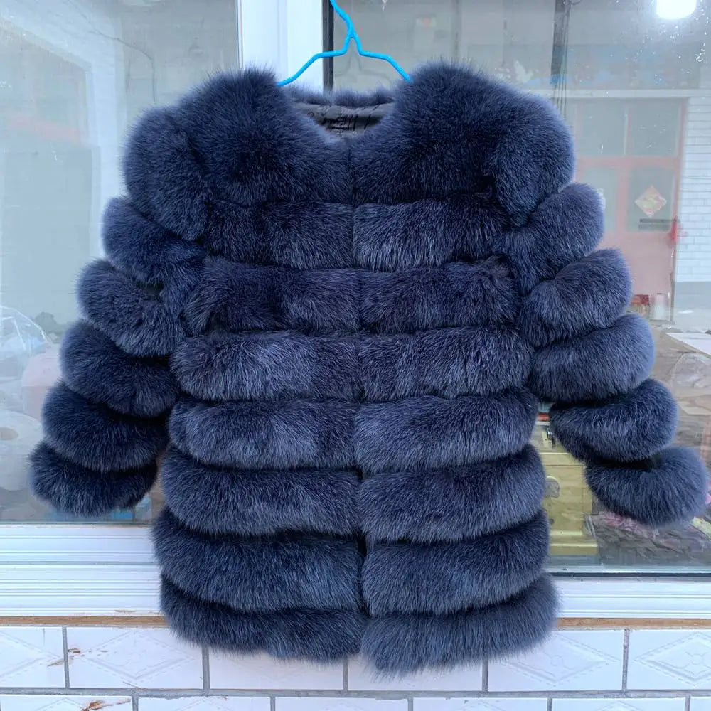 70CM 4in1 New Fast Shipping New Fashion Women Fashion Real Natural Fox Fur Long Coat Jacket for Winter Warm Over Coat