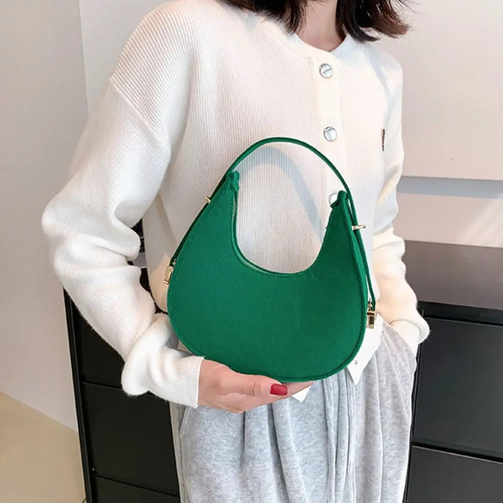 Women's Crocodile Grain Underarm Bags Felt Fashion Shoulder Bag Cute Simple Handbags Female Purses
