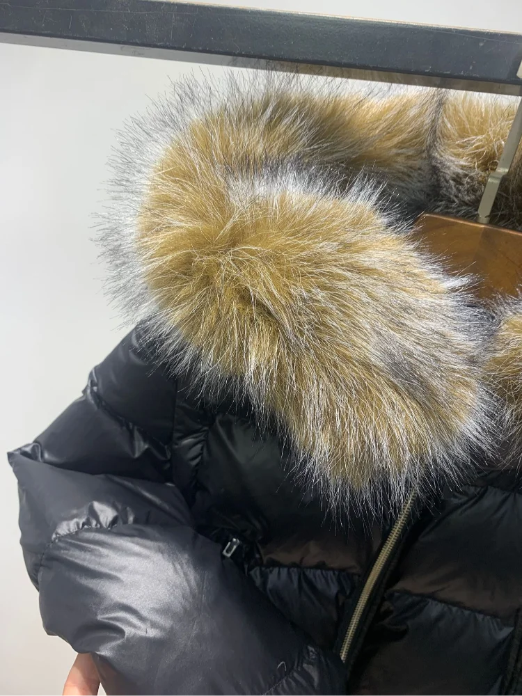 Slim Fit Women's Autumn and Winter Title Seamed Cotton Jacket Faux Fur Collar Long Sleeve Jacket Detachable 2025 New Jacket