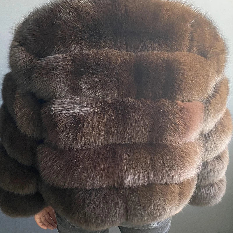 Winter women's Jacket Real Fox fur coat Stand Collar high street Coat real Fox Fur jackets women's coats in promotion WGLUVF FUR