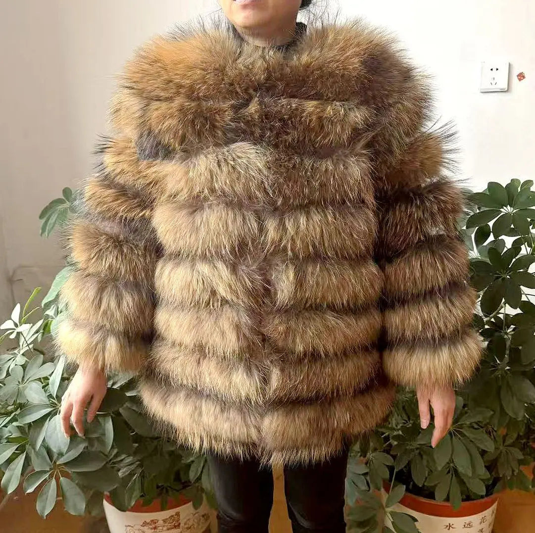 70CM 4in1 New Fast Shipping New Fashion Women Fashion Real Natural Fox Fur Long Coat Jacket for Winter Warm Over Coat