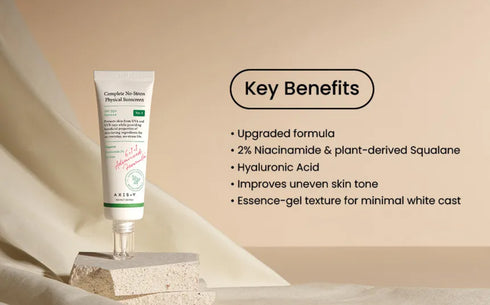 AXIS Y Complete No‑Stress Physical Sunscreen SPF50+ PA++++ – Niacinamide & Squalane Protection