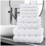 8pcs Egyptian Cotton Towel Set | Quick-Drying & Highly Absorbent | Includes 4 Face, 2 Hand, 2 Bath Towels | Sophisticated Boston Design | 15 Elegant Colours | Machine Washable