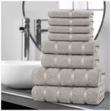 8pcs Egyptian Cotton Towel Set | Quick-Drying & Highly Absorbent | Includes 4 Face, 2 Hand, 2 Bath Towels | Sophisticated Boston Design | 15 Elegant Colours | Machine Washable