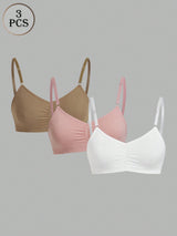 Women's Casual Ruched Bust Wireless Bralette Set