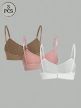 Women's Casual Ruched Bust Wireless Bralette Set
