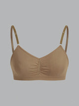 Women's Casual Ruched Bust Wireless Bralette Set