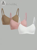 Women's Casual Ruched Bust Wireless Bralette Set