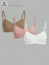 Women's Casual Ruched Bust Wireless Bralette Set