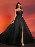 Women's Elegant Asymmetrical Neckline Sleeveless Long Evening Dress