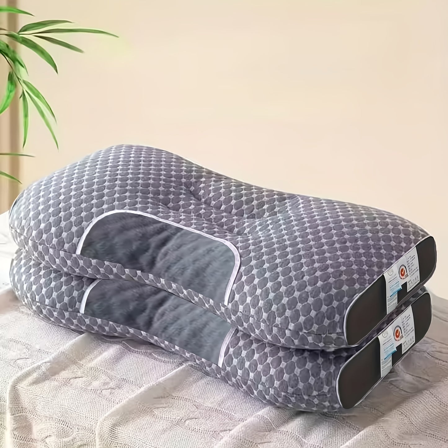 Neck Pillow, Suitable for Soft Sleep, Adjustable Ergonomic Contour Support Pillow, High-Quality Pillow Core, Detachable Pillowcase