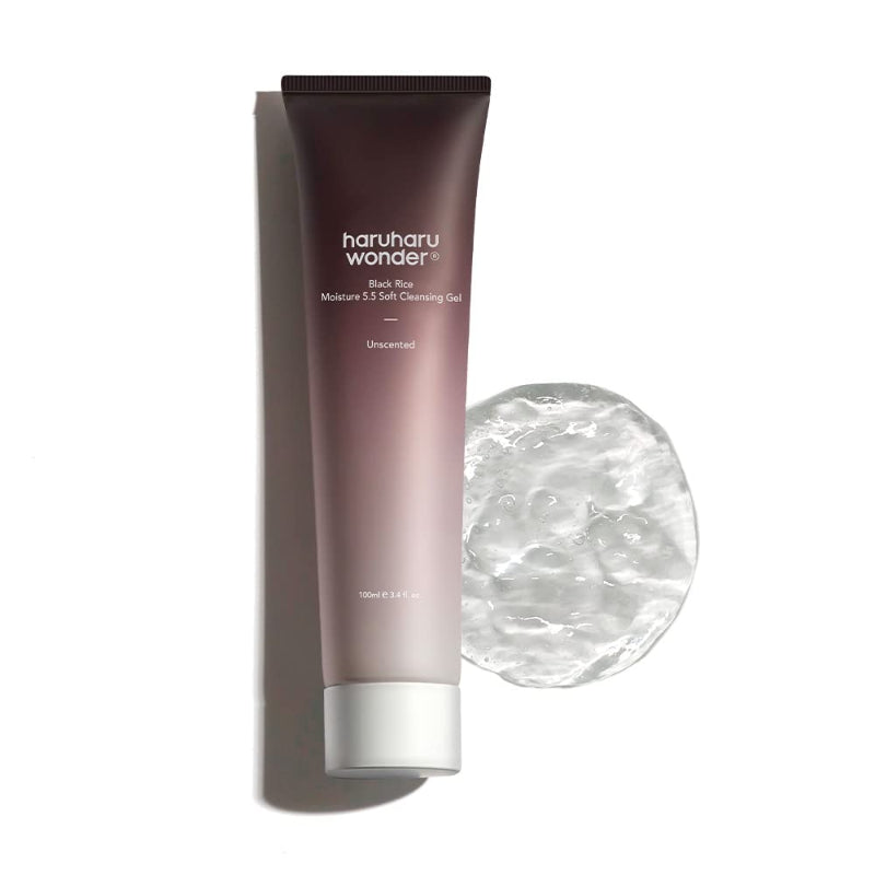 haruharu wonder Black Rice Moisture 5.5 Soft Cleansing Gel – Gentle Face Wash for Dry to Normal Skin, Low 5.5pH, Soap Free, Hydrating
