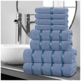8pcs Egyptian Cotton Towel Set | Quick-Drying & Highly Absorbent | Includes 4 Face, 2 Hand, 2 Bath Towels | Sophisticated Boston Design | 15 Elegant Colours | Machine Washable