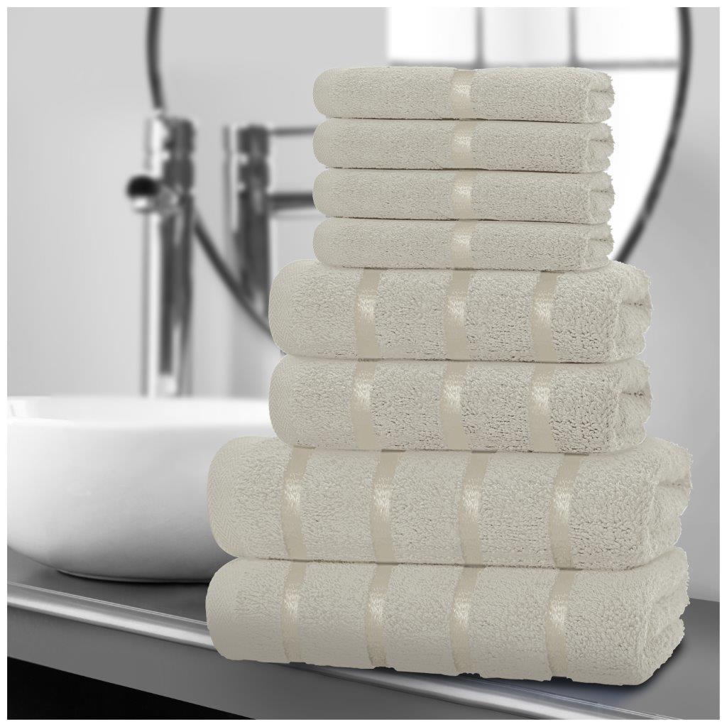 8pcs Egyptian Cotton Towel Set | Quick-Drying & Highly Absorbent | Includes 4 Face, 2 Hand, 2 Bath Towels | Sophisticated Boston Design | 15 Elegant Colours | Machine Washable