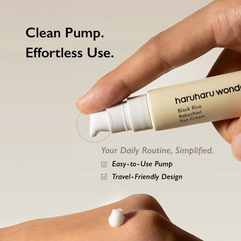 haruharu wonder Black Rice Bakuchiol Eye Cream – Gentle Retinol Alternative for Fine Lines & Dark Circles with Fermented Black Rice