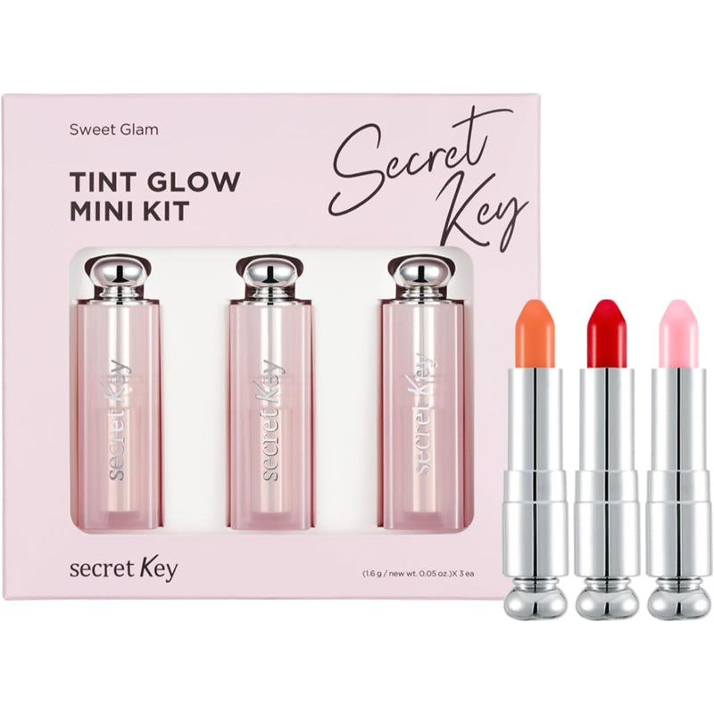 Secret Key Sweet Glam Tint Glow Lip Tint Trio – Long-Lasting Hydrating Lip Color Set in 3 Vibrant Shades