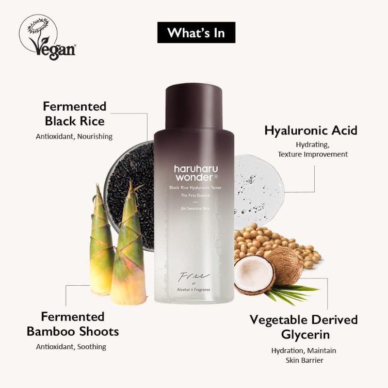 haruharu wonder Black Rice Hyaluronic Toner for Sensitive Skin 5.1 fl.oz / 150ml | Alcohol Free
