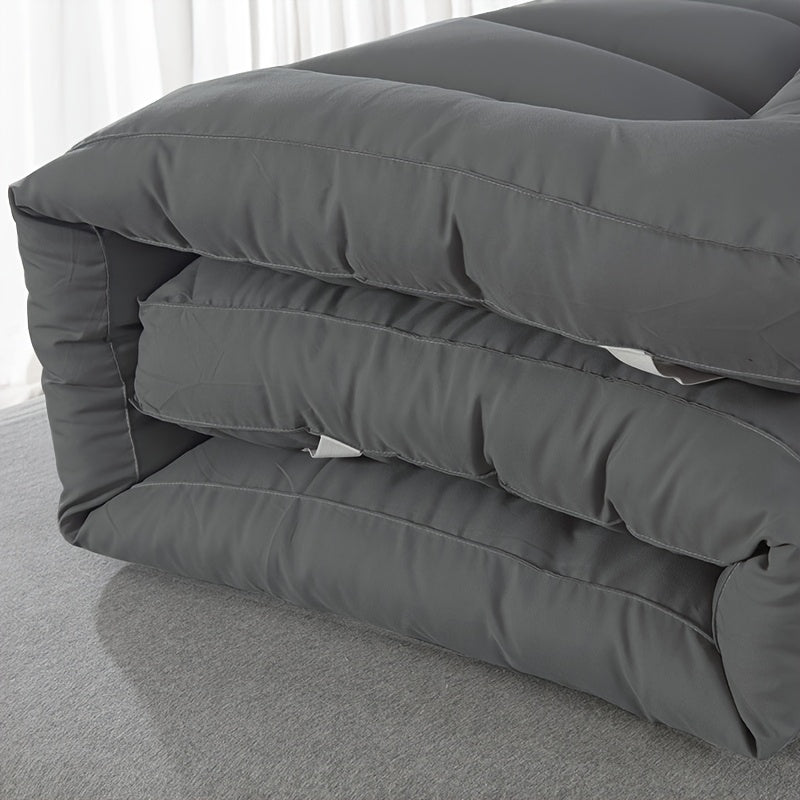 1pc Hotel Quality Mattress Topper 10cm Thick - Ultra-Soft Microfiber, Anti-Shift & Even Weight Distribution, UK Bed Sizes Single/Double/King/Super King, Grey