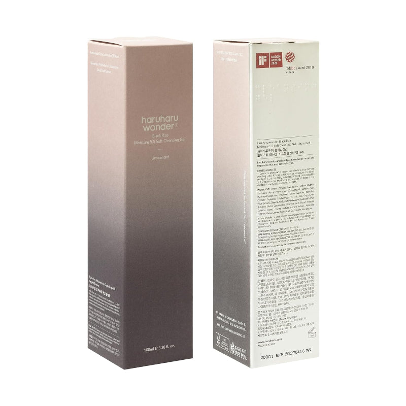haruharu wonder Black Rice Moisture 5.5 Soft Cleansing Gel – Gentle Face Wash for Dry to Normal Skin, Low 5.5pH, Soap Free, Hydrating