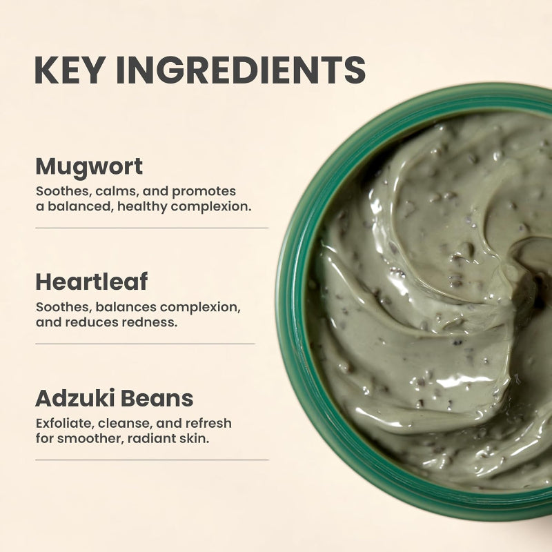 AXIS - Y Mugwort Pore Clarifying Wash Off Mask – Deep Cleansing Clay Mask with Mugwort for Sensitive & Acne-Prone Skin