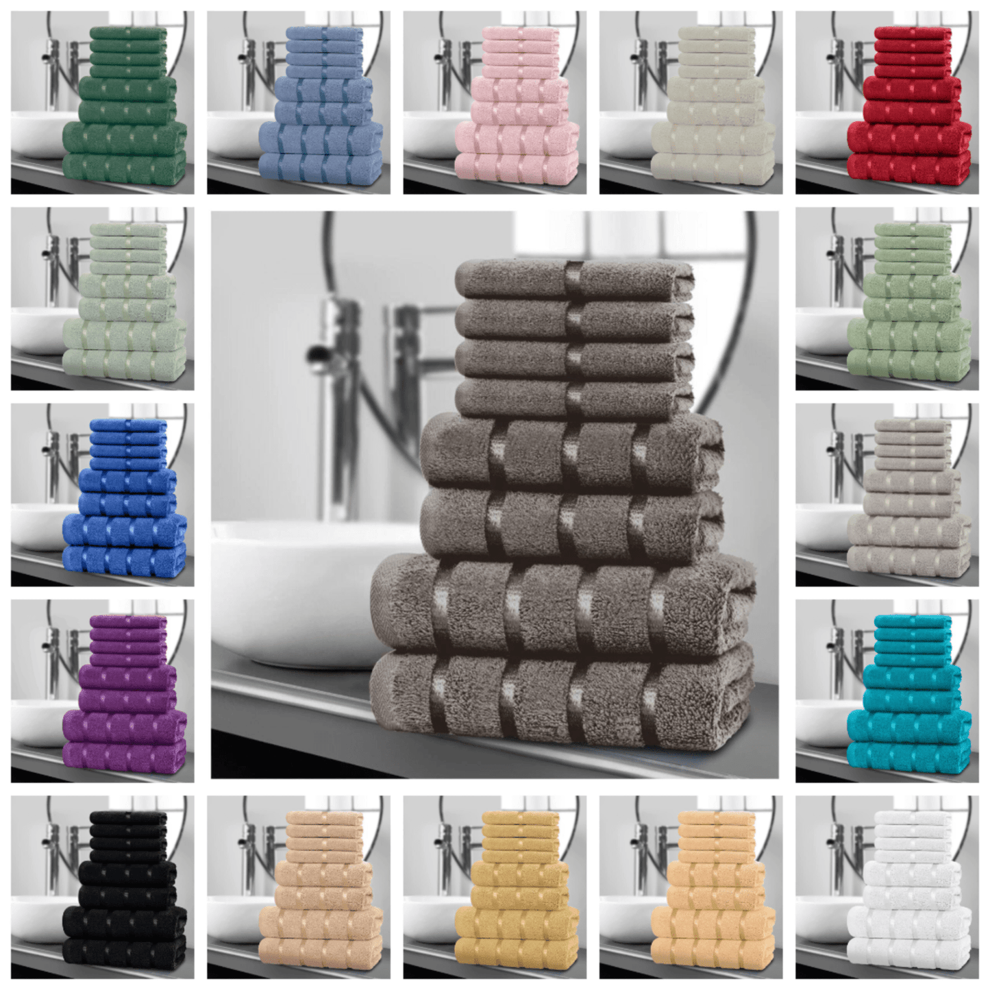 8pcs Egyptian Cotton Towel Set | Quick-Drying & Highly Absorbent | Includes 4 Face, 2 Hand, 2 Bath Towels | Sophisticated Boston Design | 15 Elegant Colours | Machine Washable