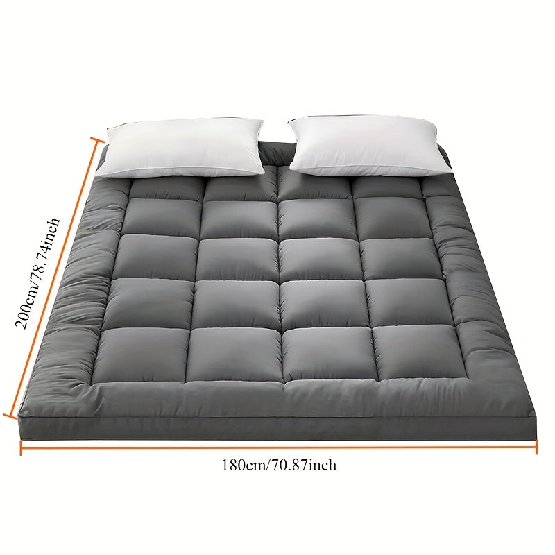 1pc Hotel Quality Mattress Topper 10cm Thick - Ultra-Soft Microfiber, Anti-Shift & Even Weight Distribution, UK Bed Sizes Single/Double/King/Super King, Grey