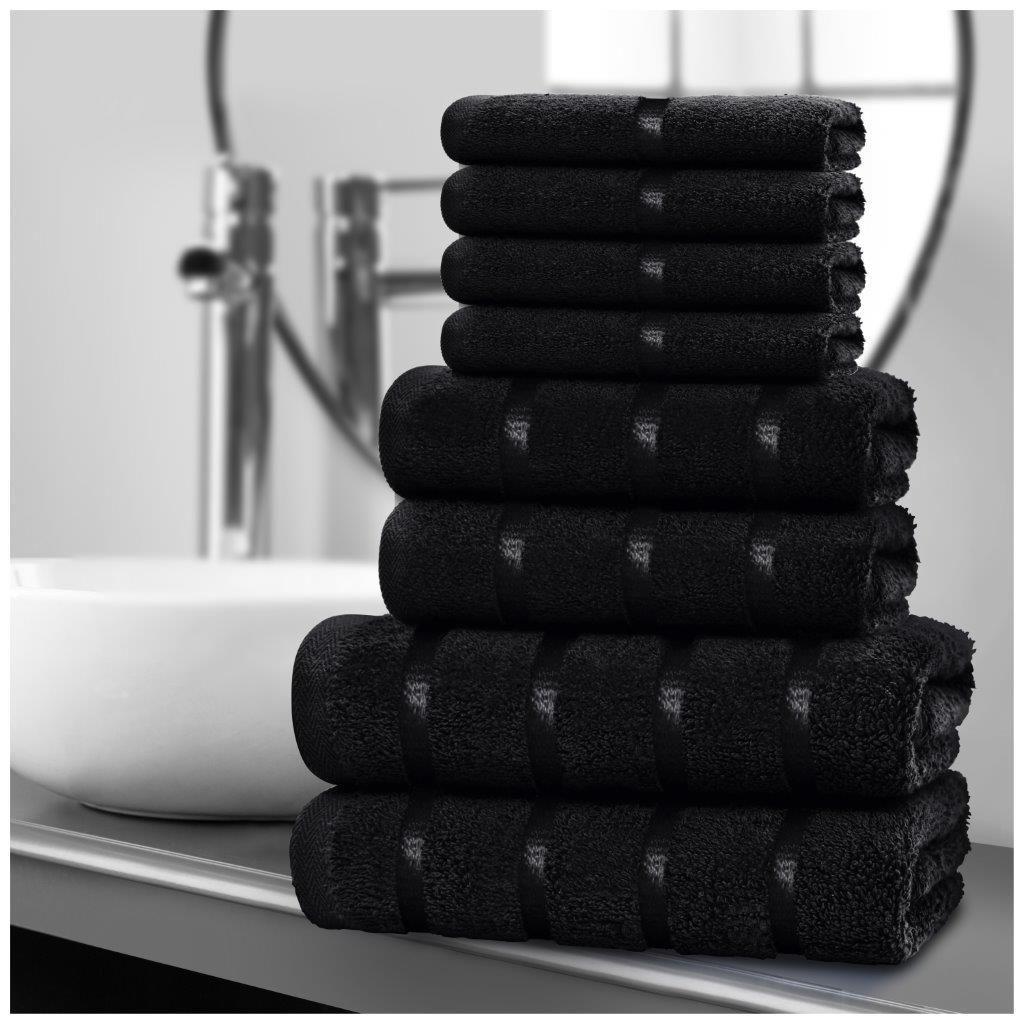8pcs Egyptian Cotton Towel Set | Quick-Drying & Highly Absorbent | Includes 4 Face, 2 Hand, 2 Bath Towels | Sophisticated Boston Design | 15 Elegant Colours | Machine Washable