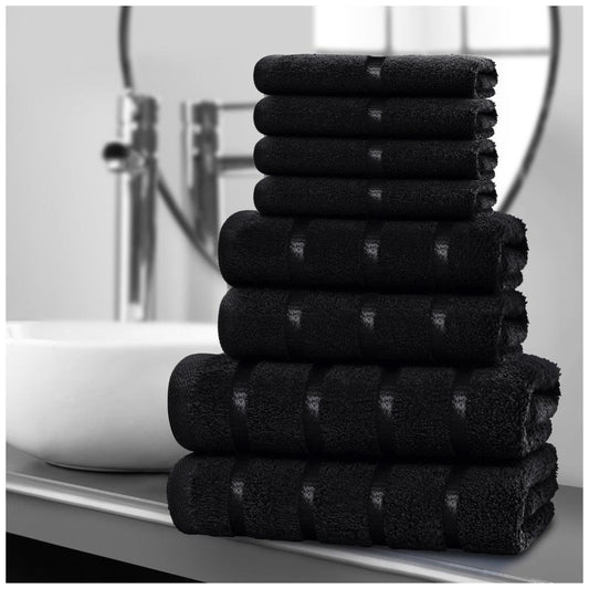 8pcs Egyptian Cotton Towel Set | Quick-Drying & Highly Absorbent | Includes 4 Face, 2 Hand, 2 Bath Towels | Sophisticated Boston Design | 15 Elegant Colours | Machine Washable