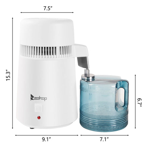 4L Water Distiller Machine 750W 220V Countertop Purifier Stainless Steel Bottle