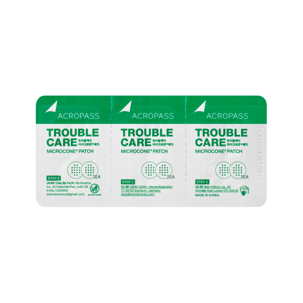 Acropass Trouble Care Microneedle Acne Patches - 6 Pack (6 Patches + 6 Prep Wipes)