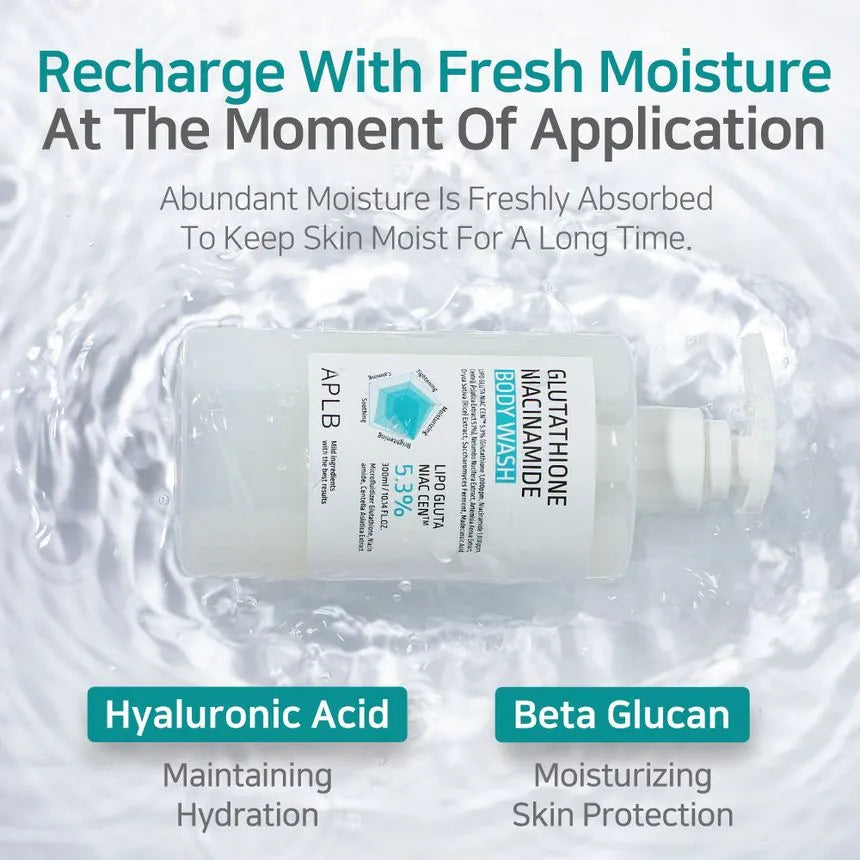 APLB Glutathione & Niacinamide Brightening Body Wash – Hydrating, Hypoallergenic Cleanser