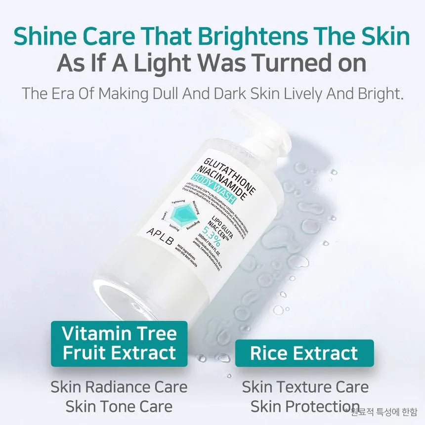 APLB Glutathione & Niacinamide Brightening Body Wash – Hydrating, Hypoallergenic Cleanser