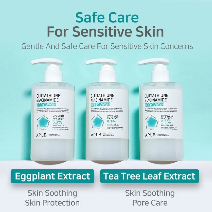 APLB Glutathione & Niacinamide Brightening Body Wash – Hydrating, Hypoallergenic Cleanser