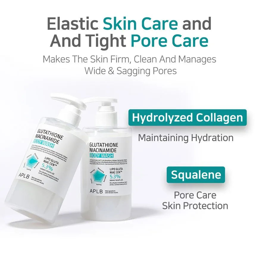 APLB Glutathione & Niacinamide Brightening Body Wash – Hydrating, Hypoallergenic Cleanser
