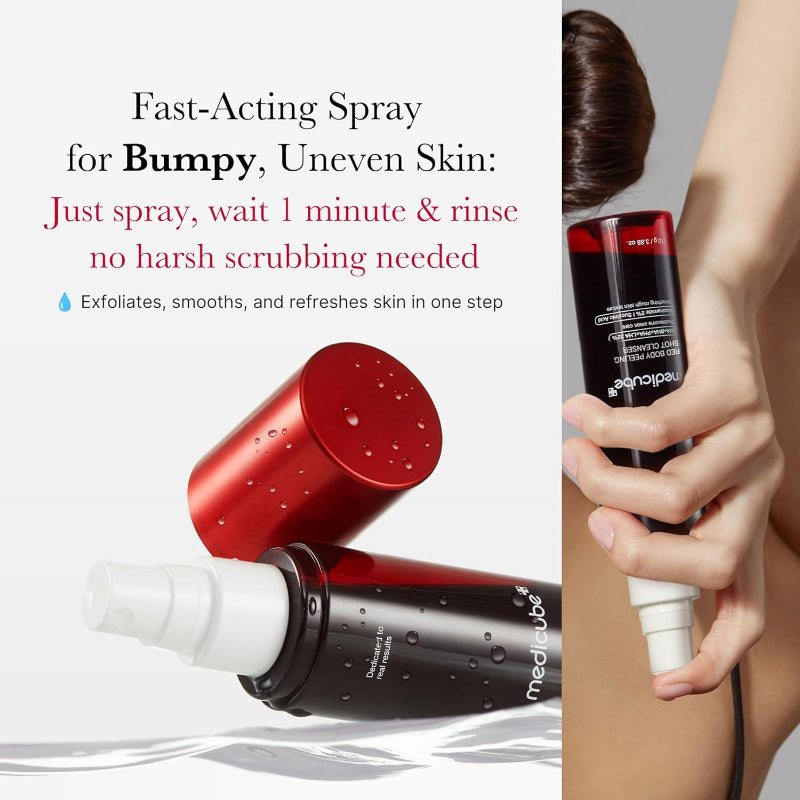 Medicube Red Acne Body Peeling Shot – 32% AHA/BHA/PHA Exfoliating Body Spray
